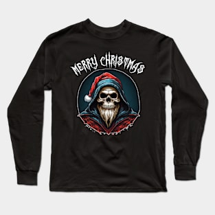 Christmas skull goth Santa Claus Long Sleeve T-Shirt